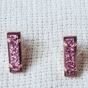 Kendra Scott lady earrings fuschia druzy matte rose gold plate